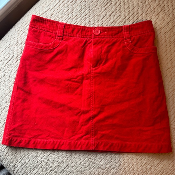Lacoste Vibrant Red Corduroy Mini Skirt, Size 42/L, Cotton, EUC! - Picture 1 of 9